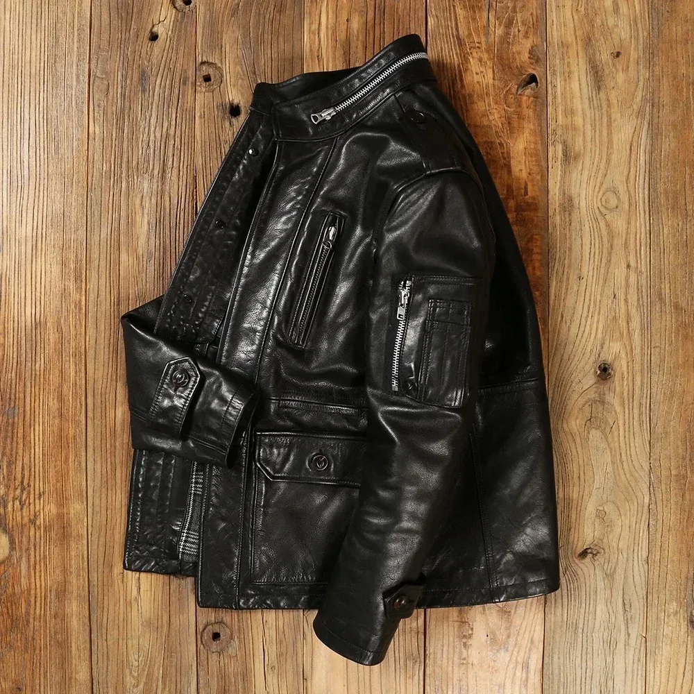 Men’s Luxury Heavy Cowhide Leather Trench Coat – Thick Tanned Genuine Leather Winter Jacket, Safari-Style Long Coat with Premium Craftsmanship - Image 2