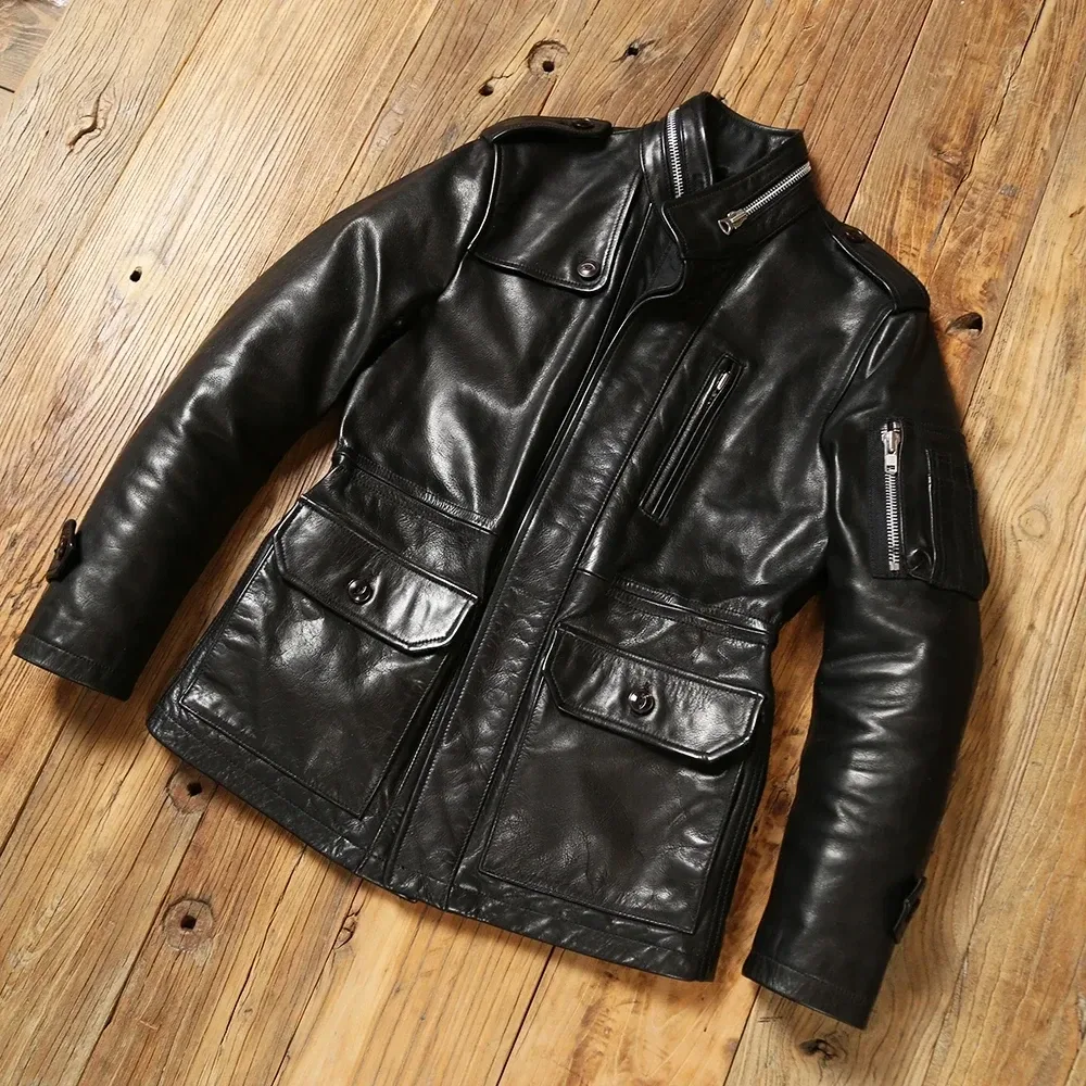 Men’s Luxury Heavy Cowhide Leather Trench Coat – Thick Tanned Genuine Leather Winter Jacket, Safari-Style Long Coat with Premium Craftsmanship - Image 3