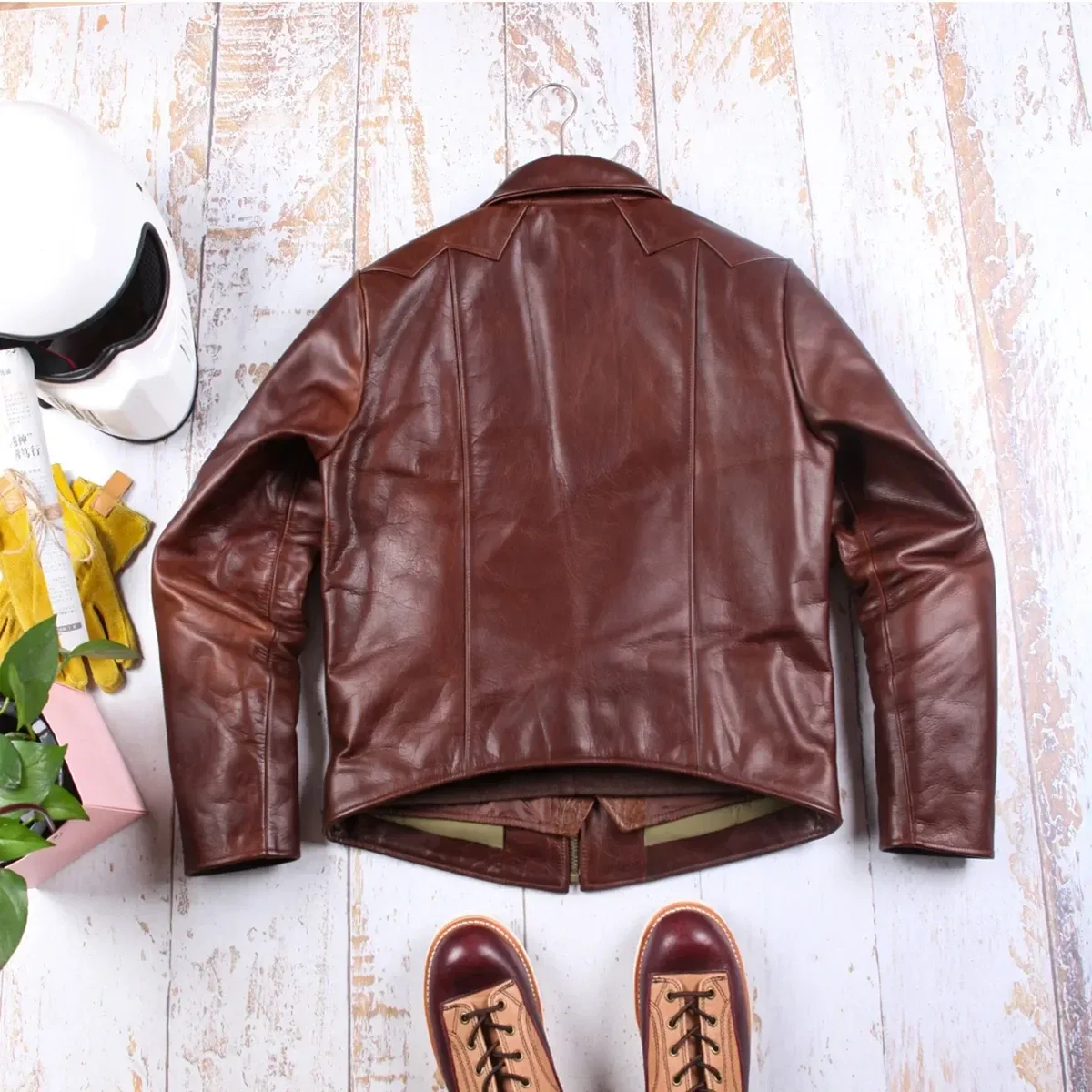 Men’s Genuine Italian Tuscany Cowhide Leather Jacket – Slim Vintage Motorcycle Rider Style, Premium Quality Handmade Design in Asian Size - Image 4