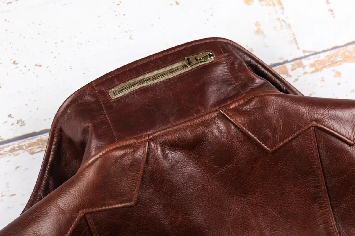 Men’s Genuine Italian Tuscany Cowhide Leather Jacket – Slim Vintage Motorcycle Rider Style, Premium Quality Handmade Design in Asian Size - Image 5