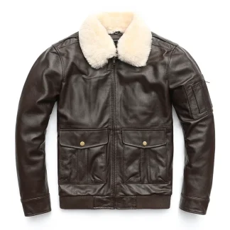 MAPLESTEED Men’s Genuine Cowhide Leather Flight Jacket – Detachable Fur Collar & Zip-Out Liner, Euro/US Size Winter Coat