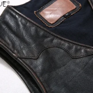 Men’s Genuine Cowhide Leather Vest – 2025 Retro Motorcycle Buffalo Style Waistcoat, Real Leather Biker Vest for Men, Plus Size 5XL–6XL