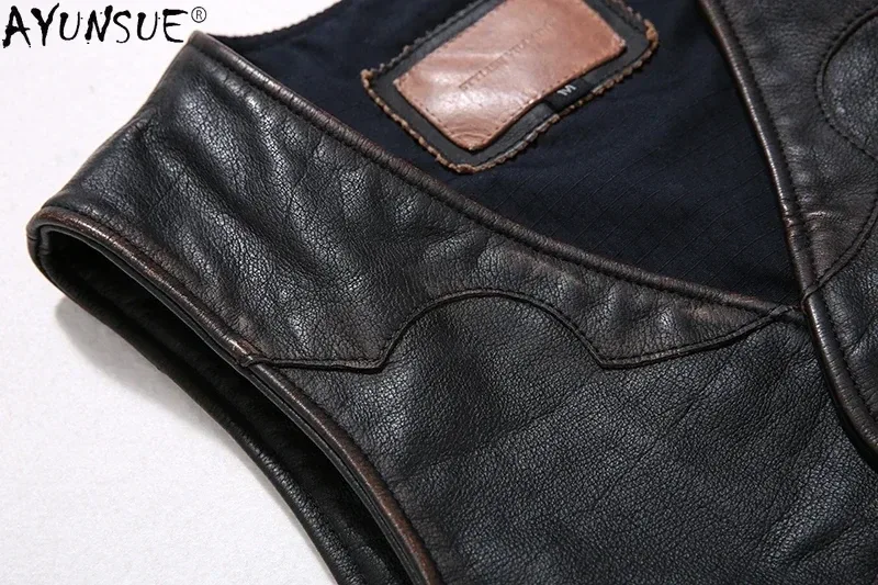 Men’s Genuine Cowhide Leather Vest – 2025 Retro Motorcycle Buffalo Style Waistcoat, Real Leather Biker Vest for Men, Plus Size 5XL–6XL