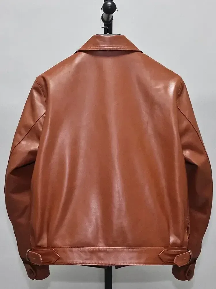 Men’s Genuine Sheepskin Leather Jacket – Natural Real Leather Biker Coat for Spring & Autumn (3XL–4XL) - Image 2