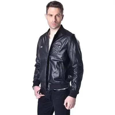 Men’s Genuine Sheepskin Leather Jacket – 100% Soft Real Leather Skull Design Coat for Spring Season - Image 5