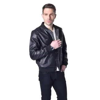 Men’s Genuine Sheepskin Leather Jacket – 100% Soft Real Leather Skull Design Coat for Spring Season