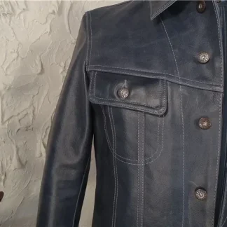Men’s Classic Batik Cowhide Leather Jacket – Vintage 1.2mm Tanned Real Leather Slim Biker Coat