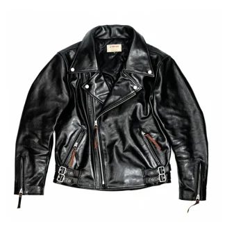 Men’s Japanese Rider Style Leather Coat – 2024 Limited Edition Heavy Tea-Core Horsehide Jacket, Luxury Polish Genuine Leather Wear