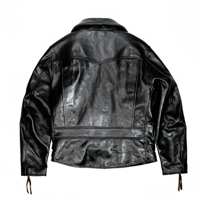 Men’s Japanese Rider Style Leather Coat – 2024 Limited Edition Heavy Tea-Core Horsehide Jacket, Luxury Polish Genuine Leather Wear - Image 3