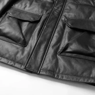 Men’s Genuine Cowhide Down Jacket – Real Leather Hooded Winter Coat, Fashion Mid-Length Warm Outerwear