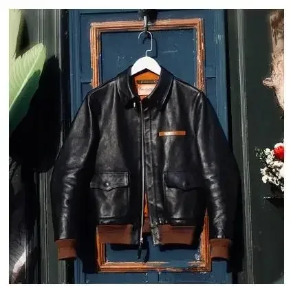 Men’s Classic A-2 US Air Force Leather Jacket – Luxury 1.8mm Thick Cowhide Pilot Coat by Cidu - Image 6