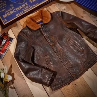 Men’s Luxury Vintage Argentine Bullhide Leather Jacket – Retro Brown Genuine Leather N1 Classic Warm Coat
