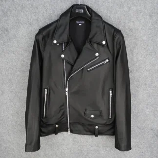 Men’s Luxury Korean-Style Leather Jacket – Classic Soft Sheepskin Motorcycle Coat for Spring & Autumn