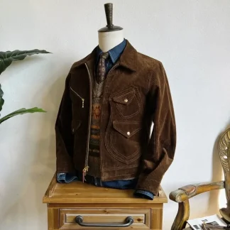Men’s Japanese Corduroy Jacket – 13.5oz Heavy Cotton Casual Coat, Asian Size Premium Quality