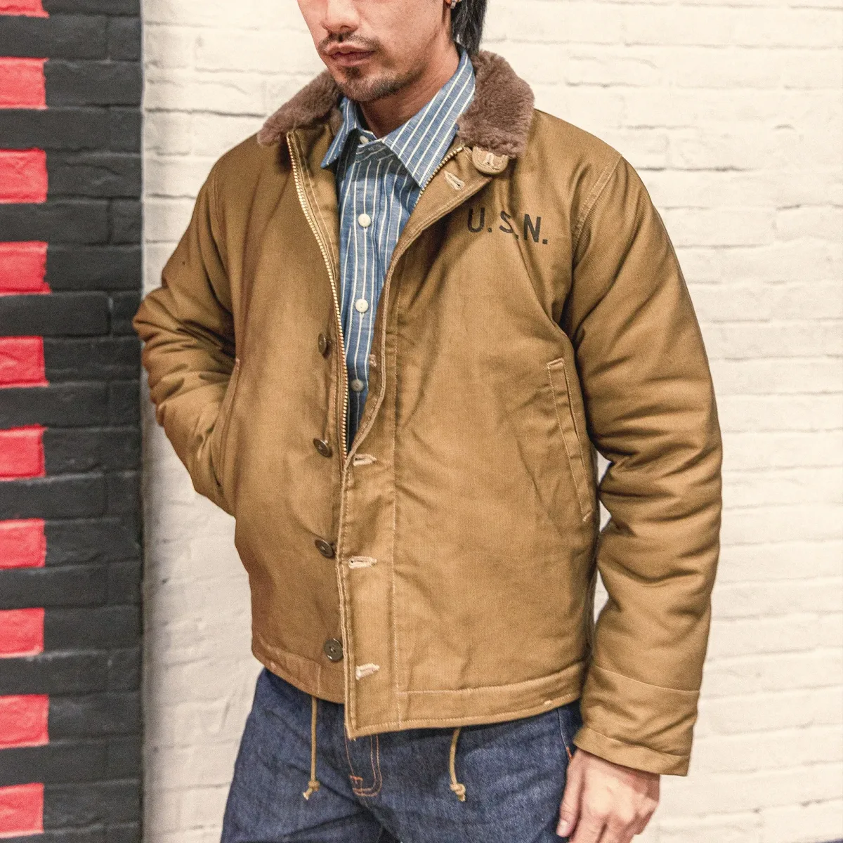 Men’s Red Tornado Vintage Jacket – US Big Size Loose Fit, 100% Wool Lining & Collar, Premium Cotton Fabric Coat - Image 2
