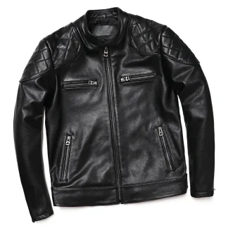 Men’s Genuine Cowhide Motorcycle Leather Jacket – Slim Fit Biker Fashion Coat for Men (S–5XL)