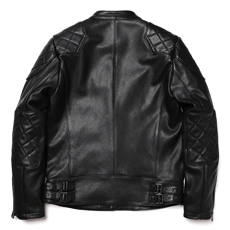 Men’s Genuine Cowhide Motorcycle Leather Jacket – Slim Fit Biker Fashion Coat for Men (S–5XL) - Image 3
