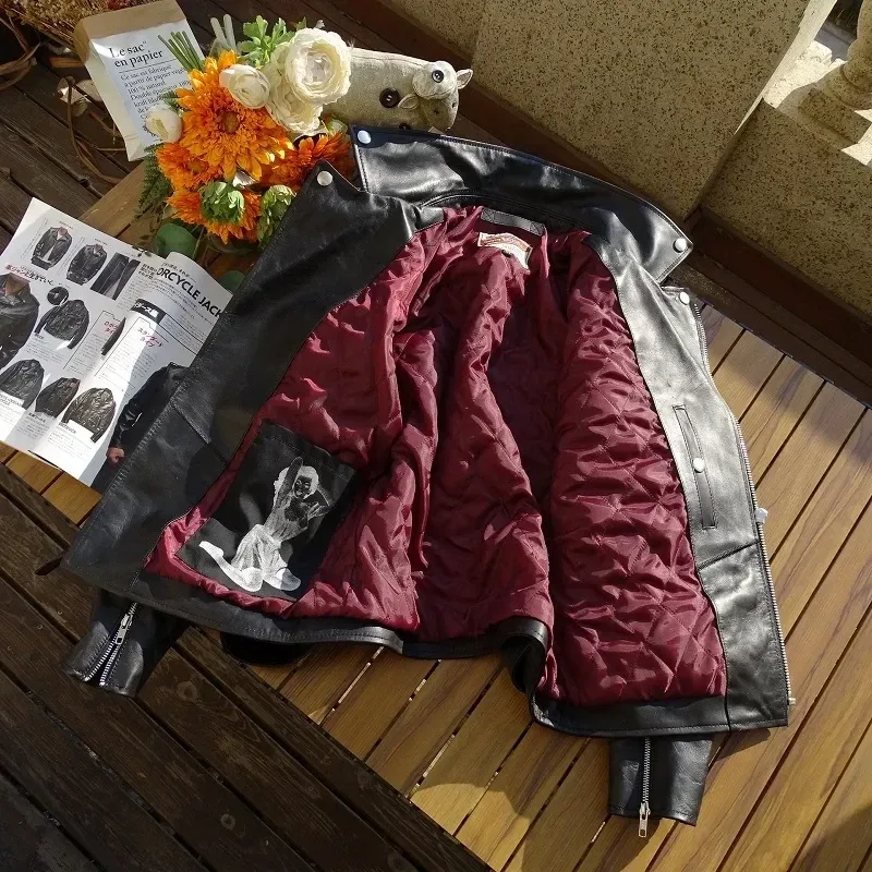Men’s Classic Rider Genuine Leather Jacket – Premium Tanned Goatskin Biker Coat with Horsehide Finish