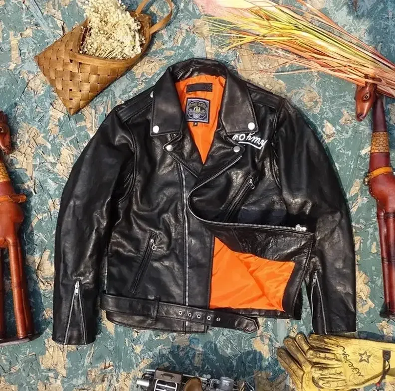 Men’s Classic Rider Genuine Leather Jacket – Premium Tanned Goatskin Biker Coat with Horsehide Finish - Image 3