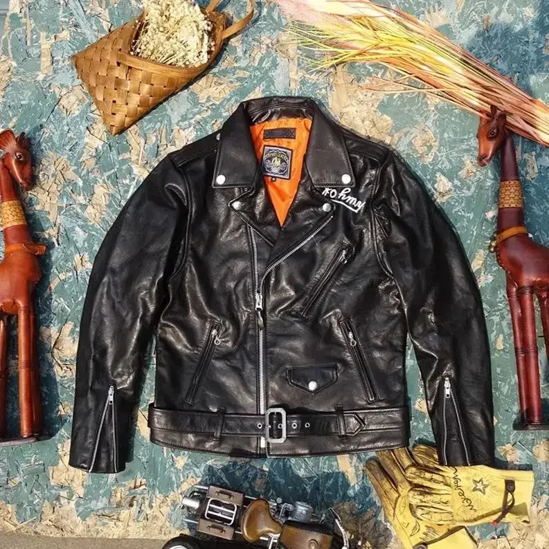 Men’s Classic Rider Genuine Leather Jacket – Premium Tanned Goatskin Biker Coat with Horsehide Finish - Image 4