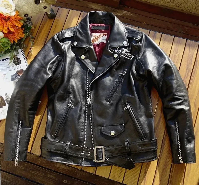 Men’s Classic Rider Genuine Leather Jacket – Premium Tanned Goatskin Biker Coat with Horsehide Finish - Image 6