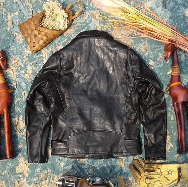 Men’s Classic Rider Genuine Leather Jacket – Premium Tanned Goatskin Biker Coat with Horsehide Finish - Image 5