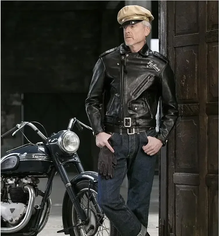 Men’s Classic Rider Genuine Leather Jacket – Premium Tanned Goatskin Biker Coat with Horsehide Finish - Image 2