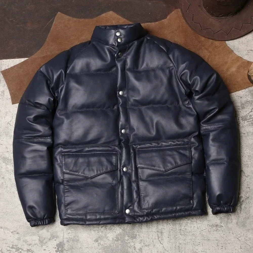 Men’s Super Warm Genuine Sheepskin Leather Down Jacket – High Quality Winter Coat (Asian Size)