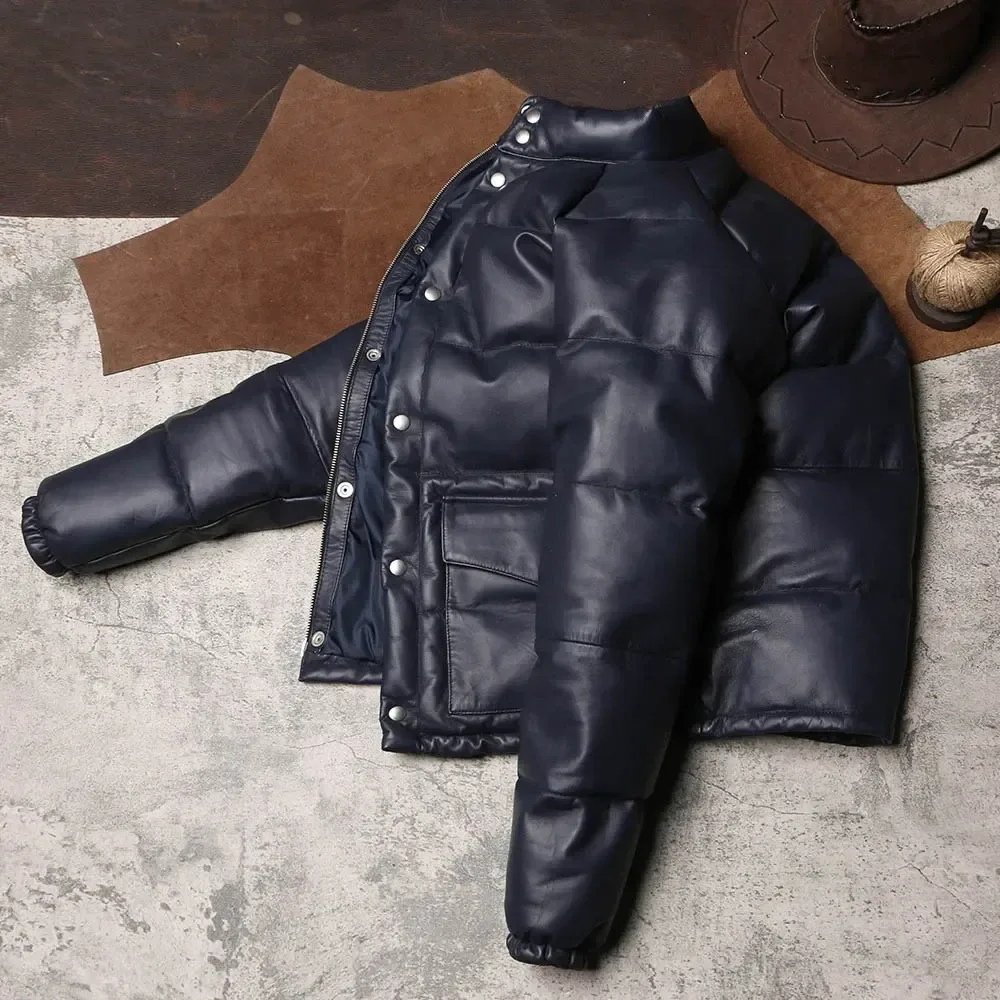 Men’s Super Warm Genuine Sheepskin Leather Down Jacket – High Quality Winter Coat (Asian Size) - Image 4