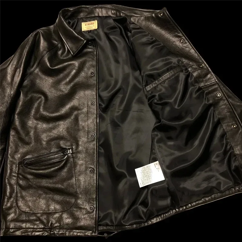 Men’s Classic Safari Genuine Calfskin Leather Jacket – Vintage Style JS01 Luxury Coat - Image 3