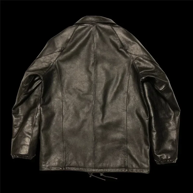 Men’s Classic Safari Genuine Calfskin Leather Jacket – Vintage Style JS01 Luxury Coat - Image 2
