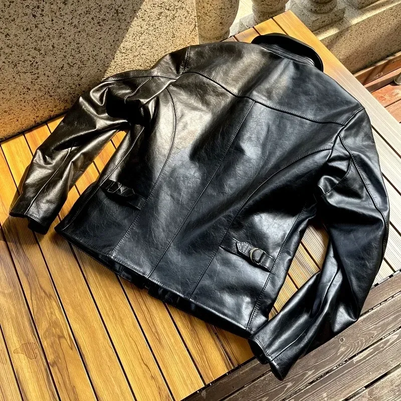 Men’s Classic Motorcycle Jacket – Premium Japanese Horsehide Genuine Leather Biker Coat - Image 2