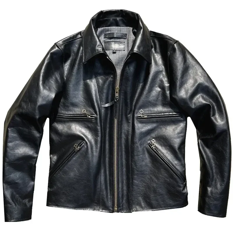 Men’s Classic Motorcycle Jacket – Premium Japanese Horsehide Genuine Leather Biker Coat - Image 6