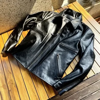 Men’s Classic Motorcycle Jacket – Premium Japanese Horsehide Genuine Leather Biker Coat