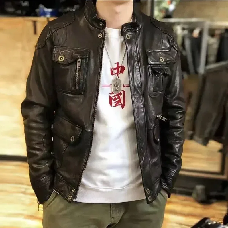 Men’s Slim Fit Genuine Sheepskin Leather Jacket – High-Quality Stylish Lightweight Coat (Asian Size) - Image 2