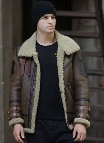 Men’s Luxury Winter Shearling Coat – Genuine Sheepskin Leather Jacket with Thick Wool Lining for Biker & Pilot Style (Oversized Fit) - Image 5