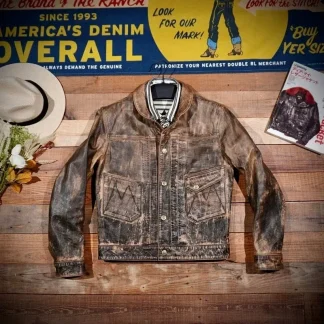 Men’s Slim Vintage Italian Tuscany Cowhide Leather Jacket – Genuine Cow Leather with Warm Wool Lining, Storm Rider Style