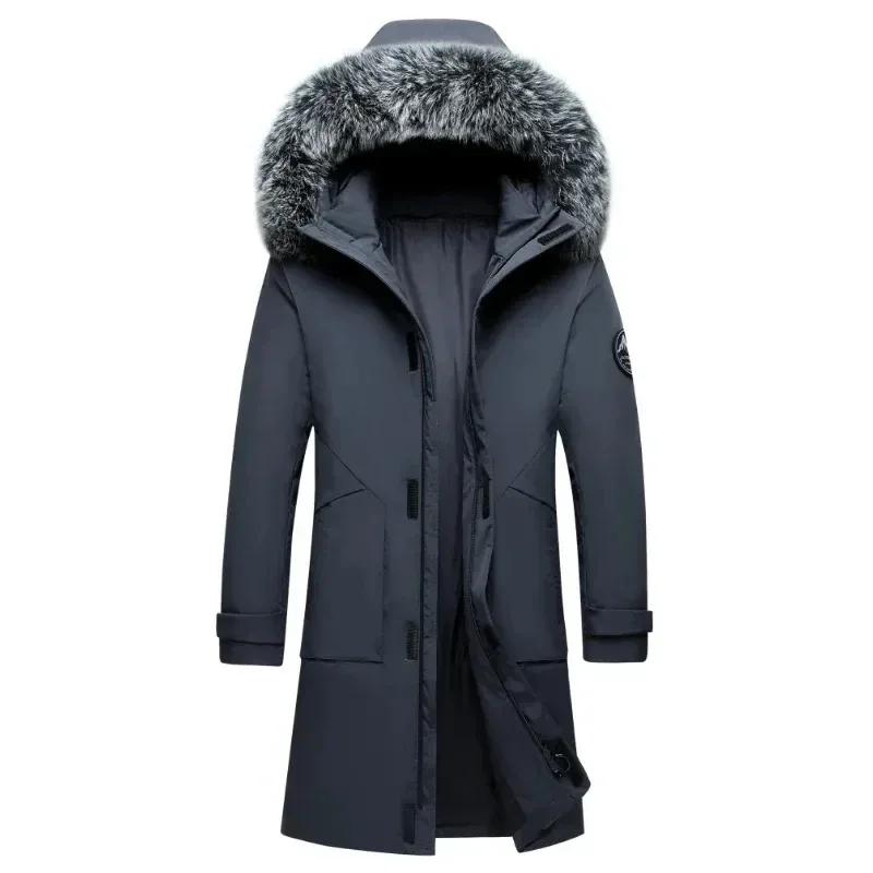 Men’s Long Hooded Down Jacket – Windproof Winter Parka with Warm White Duck Down Filling - Image 2