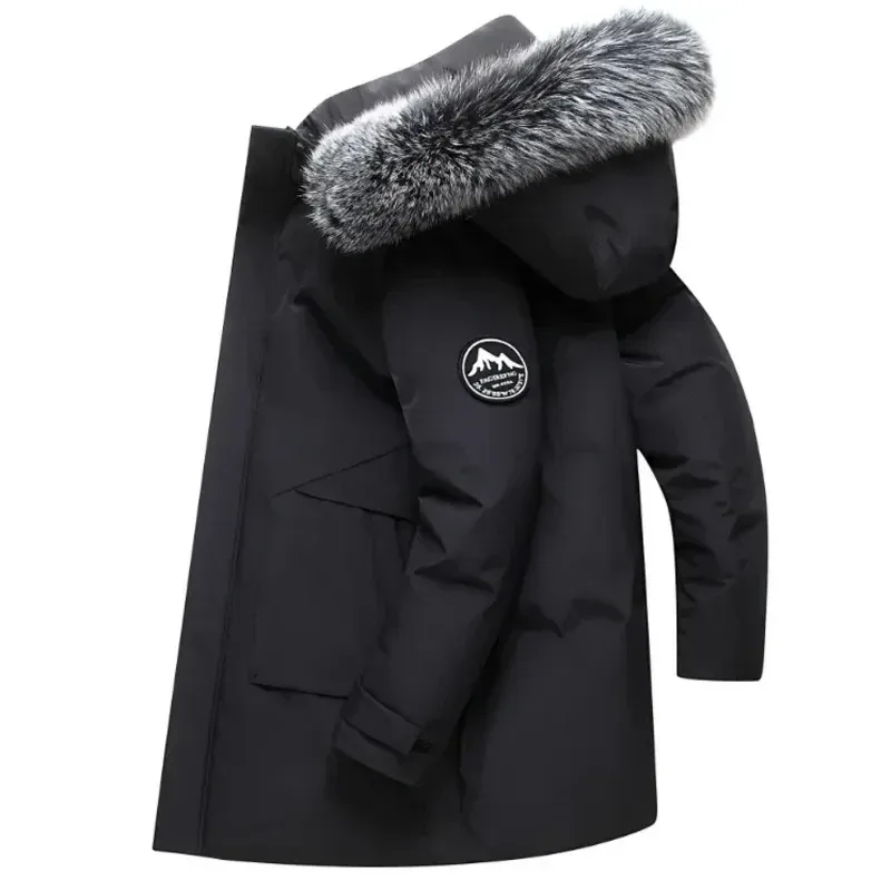Men’s Long Hooded Down Jacket – Windproof Winter Parka with Warm White Duck Down Filling - Image 5