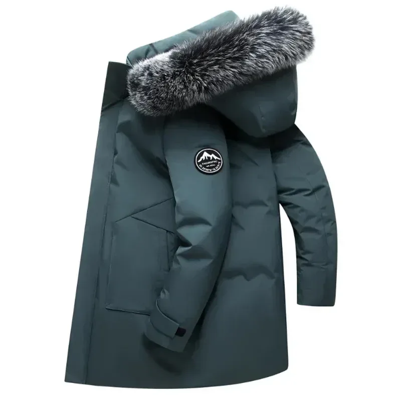 Men’s Long Hooded Down Jacket – Windproof Winter Parka with Warm White Duck Down Filling - Image 6