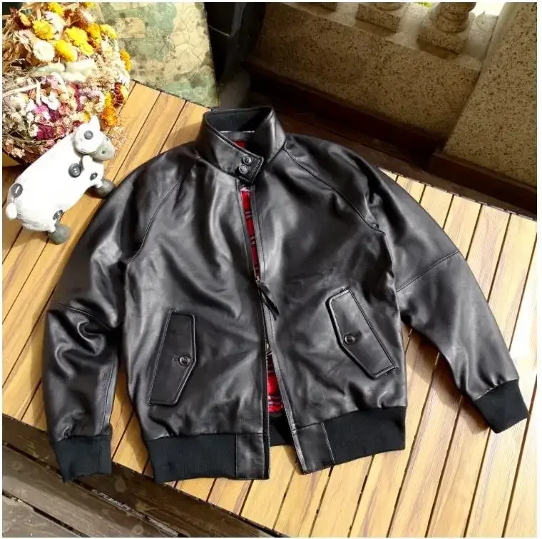 Men’s Soft Genuine Sheepskin Leather Jacket – Lightweight Spring Outdoor Casual Coat, Classic Style