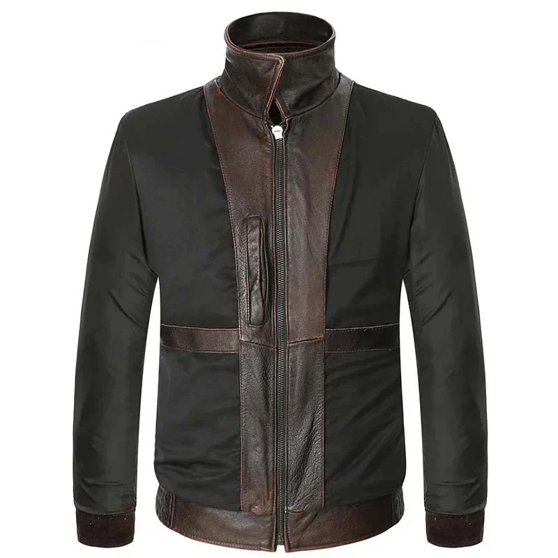 Men’s Genuine Cowhide Leather Flight Jacket – Vintage 100% Real Cow Leather Coat for Autumn & Winter - Image 2