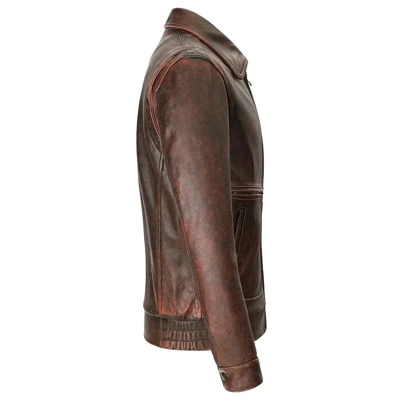 Men’s Genuine Cowhide Leather Flight Jacket – Vintage 100% Real Cow Leather Coat for Autumn & Winter - Image 3