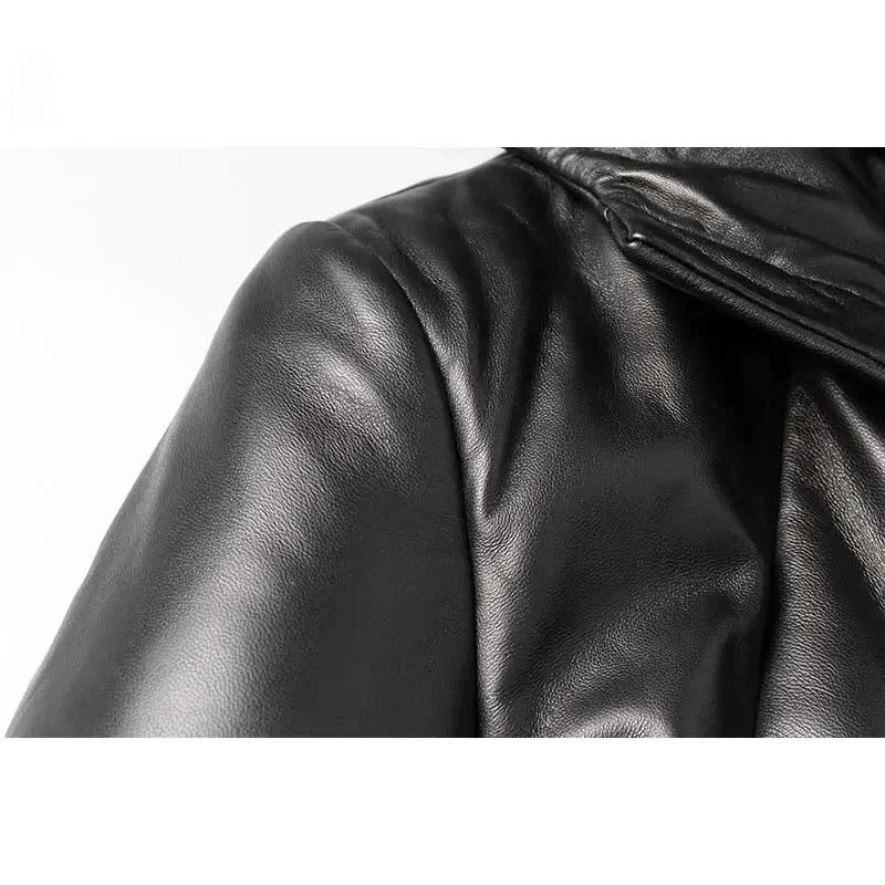 Men’s Genuine Sheepskin Leather Down Jacket – Dusen Klein Hooded Winter Coat for Warmth & Style - Image 4