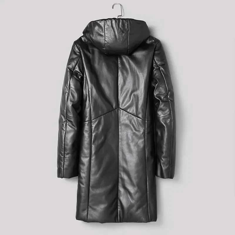 Men’s Genuine Sheepskin Leather Down Jacket – Dusen Klein Hooded Winter Coat for Warmth & Style - Image 2