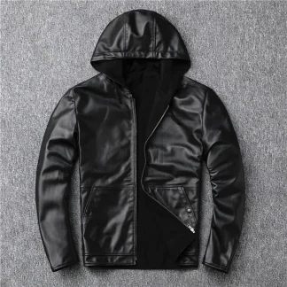 Men’s Plus Size Thickened Genuine Sheepskin Leather Coat – Winter Warm Outdoor Jacket with Cotton Lining, Premium Quality