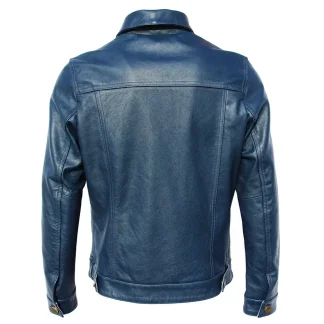 Men’s Vintage Genuine Cowhide Leather Jacket – Washed Thick Natural Leather Slim Fit Coat for Autumn Casual Wear
