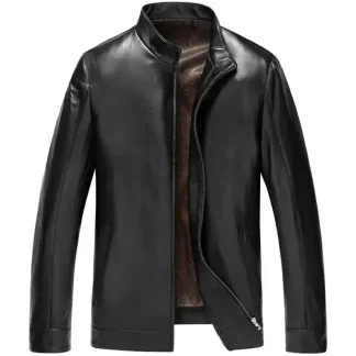 Men’s Genuine Sheepskin Leather Jacket – Slim Business Style Spring Outerwear, Simple Classic Design