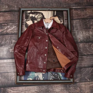 Men’s Slim Fit Genuine Japan Hyogo Cowhide Leather Jacket – Classic Durable Cow Leather Coat with Premium Craftsmanship
