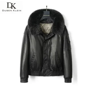 Men’s Genuine Sheepskin Leather Down Jacket – Winter Warm Coat with 90% Duck Down Filling, Available up to 6XL